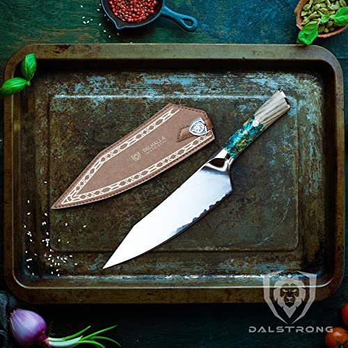 Dalstrong Chef Knife - 8 inch - Valhalla Series - Premium 9CR18MOV HC Steel - Celestial Resin & Wood Handle - Razor Sharp Kitchen Knife - Professional Use - w/Leather Sheath