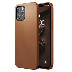 surphy faux leather case compatible with iphone 12 pro max case 6.7 inches, premium faux leather case cover (with metallic buttons & microfiber lining) compatible with iphone 12 pro max (brown)