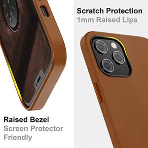 SURPHY Faux Leather Case Compatible with iPhone 12 Pro Max Case 6.7 inches, Premium Faux Leather Case Cover (with Metallic Buttons & Microfiber Lining) Compatible with iPhone 12 Pro Max (Brown)