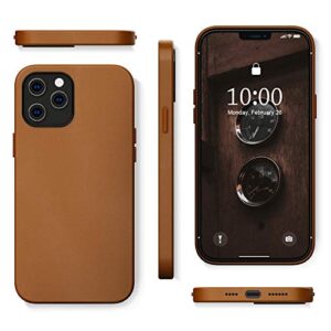 SURPHY Faux Leather Case Compatible with iPhone 12 Pro Max Case 6.7 inches, Premium Faux Leather Case Cover (with Metallic Buttons & Microfiber Lining) Compatible with iPhone 12 Pro Max (Brown)