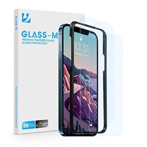 glass-m [2 pack] anti-blue light screen protector for iphone 12 pro max, eye protection tempered glass film, full coverage blue light blocking screen cover