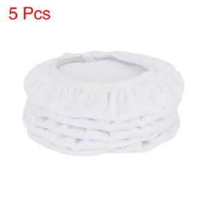 X AUTOHAUX 5pcs 9-10 Inch White Soft Mircrofiber Car Wax Polishing Bonnet Buffing Pad Washable Covers Polisher Waxing Tools 9" 10"