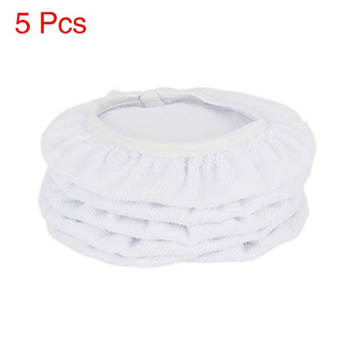 X AUTOHAUX 5pcs 9-10 Inch White Soft Mircrofiber Car Wax Polishing Bonnet Buffing Pad Washable Covers Polisher Waxing Tools 9" 10"