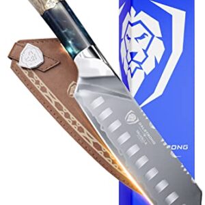 Dalstrong Santoku Knife - 7 inch - Valhalla Series - 9CR18MOV High Carbon Steel - Vegetable Knife - Celestial Resin & Wood Handle - w/Leather Sheath