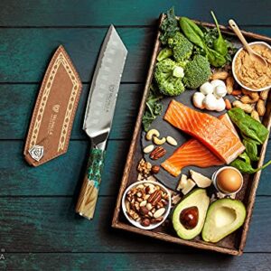 Dalstrong Santoku Knife - 7 inch - Valhalla Series - 9CR18MOV High Carbon Steel - Vegetable Knife - Celestial Resin & Wood Handle - w/Leather Sheath