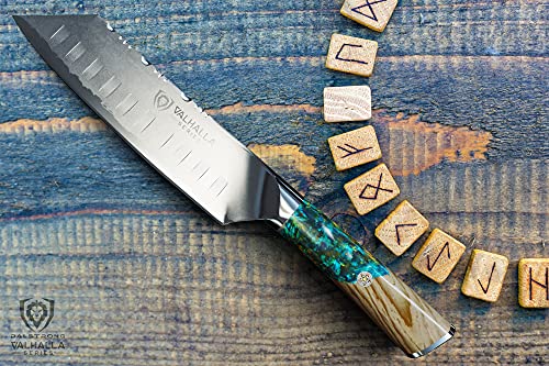 Dalstrong Santoku Knife - 7 inch - Valhalla Series - 9CR18MOV High Carbon Steel - Vegetable Knife - Celestial Resin & Wood Handle - w/Leather Sheath