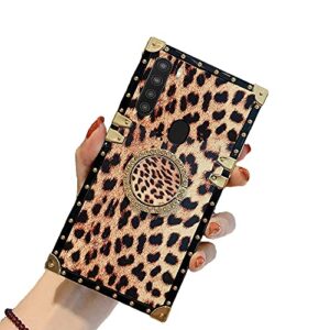 BABEMALL Compatible for Samsung A21 Case, Elegant Premium Crossbody Strap Leopard Square Reinforced Corners Full-Body Shockproof Back Cover Case with Kickstand (Leopard)