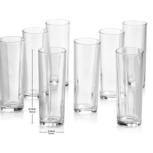 Set of 8 Cocktail Highball Glasses, Tall Drinking Glasses for Water, Juice, Cocktails, Beer and More, Elegant Bar Glasses, Italian, 10 oz Highball Glasses