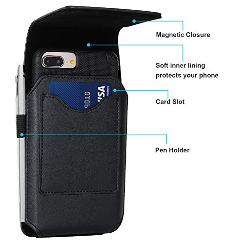 BECPLT Phone Holster Compatible for iPhone 14 Pro Max 13 Pro Max 12 Pro Max 11 Pro Max Leather Belt Case 360 Rotating Pouch Case Holster Belt Clip Case for iPhone Xs Max 8 Plus 7 Plus 6s Plus 6 Plus