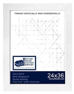 24x36 picture frame | 1.25" white mdf | plexi glass and wire hanging hardware included