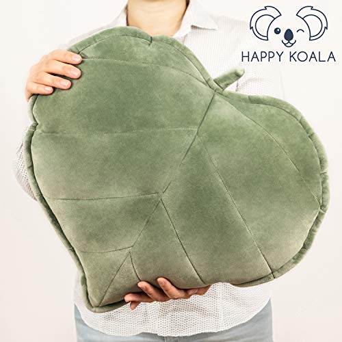 Happy Koala Soft Decorative Leaf Shaped Throw Pillow Cushion [Green] 19 x 19 inch Great for Bedroom, Sofa, Couch, Living Room