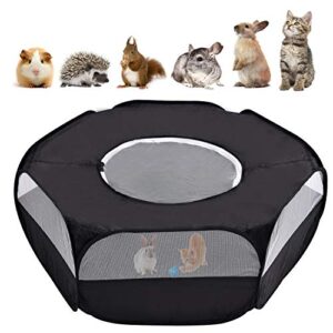 small animal playpen breathable pet playpen cage tent with zippered cover outdoor/indoor portable fence tent for puppy/kitten/rabbits/hamster/chinchillas/guinea pig(black)