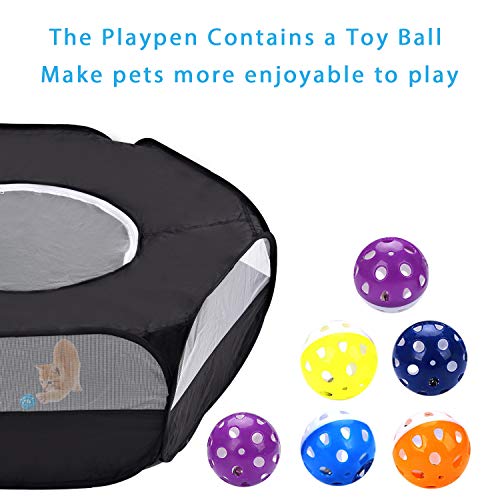 Small Animal Playpen Breathable Pet Playpen Cage Tent with Zippered Cover Outdoor/Indoor Portable Fence Tent for Puppy/Kitten/Rabbits/Hamster/Chinchillas/Guinea Pig(Black)