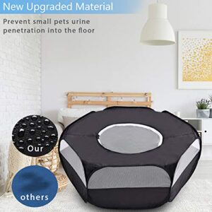 Small Animal Playpen Breathable Pet Playpen Cage Tent with Zippered Cover Outdoor/Indoor Portable Fence Tent for Puppy/Kitten/Rabbits/Hamster/Chinchillas/Guinea Pig(Black)