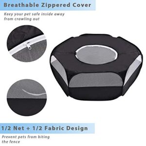 Small Animal Playpen Breathable Pet Playpen Cage Tent with Zippered Cover Outdoor/Indoor Portable Fence Tent for Puppy/Kitten/Rabbits/Hamster/Chinchillas/Guinea Pig(Black)