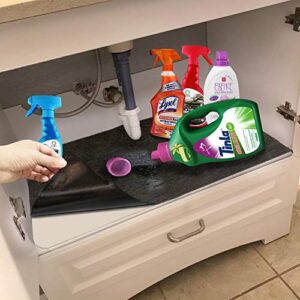 bathroom/kitchen cabinet mat shelf tray drawer liner organizer - premium under the sink pad, absorbent/waterproof/washable/lightweight/cuttable - protects cabinets, contains liquids (24" x 29")