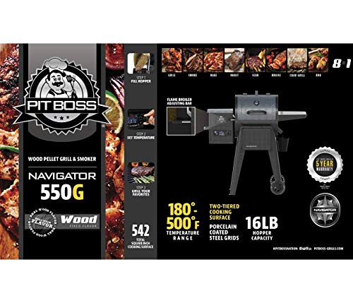 PIT BOSS PB550G Wood Pellet Grill with Cover and Folding Front Shelf Included, 550 sq. inch, Black