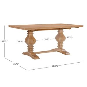 Powell Rustic Honey Solid Pine Double Pedestal Design Dining Sophia Table