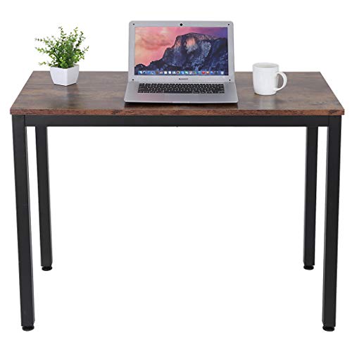 Home Office Desktop Computer Desk, Home Study Writing Table Computer Gaming Table PC Laptop Table, 47/55inch Student Study Workstation Reading Writing Desk for Bedroom Living Room (Brown, 47 inch)