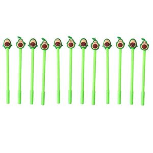 Chris.W 12Pcs Refillable Gel Ink Rollerball Pens from, Green Avocado, 0.5mm Extra Fine Point, Black Ink (Mixed)