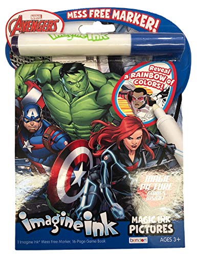 Imagine Ink Coloring Book Set for Superhero Kids - 3 Magic Ink Books Featuring Avengers, Spider Man, and Captain America