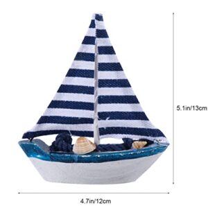 GARNECK Didiseaon 6Pcs Wooden Miniature Sailing Boat Mediterranean Style Miniature Mini Sailboat Model Fishing Boat Ornament for Home Nautical Decor (Colorful Random Delivery Style)