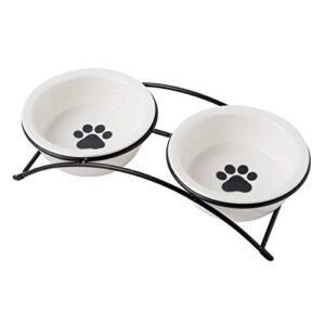 kitchenlestar cat bowls,cat food bowls set,ceramic elevated pet dishes bowls with stand,12 oz cats and small dogs bowls,dishwasher safe.