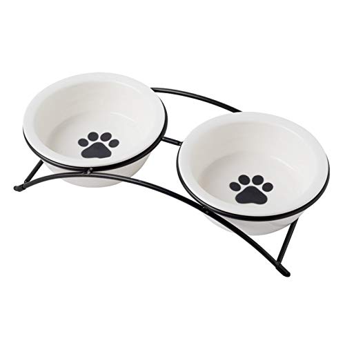 KitchenLeStar Cat Bowls,Cat Food Bowls Set,Ceramic Elevated Pet Dishes Bowls with Stand,12 oz Cats and Small Dogs Bowls,Dishwasher Safe.