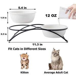 KitchenLeStar Cat Bowls,Cat Food Bowls Set,Ceramic Elevated Pet Dishes Bowls with Stand,12 oz Cats and Small Dogs Bowls,Dishwasher Safe.