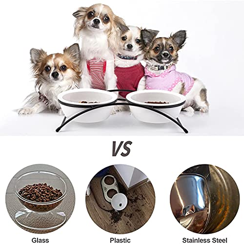 KitchenLeStar Cat Bowls,Cat Food Bowls Set,Ceramic Elevated Pet Dishes Bowls with Stand,12 oz Cats and Small Dogs Bowls,Dishwasher Safe.