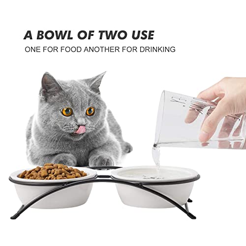 KitchenLeStar Cat Bowls,Cat Food Bowls Set,Ceramic Elevated Pet Dishes Bowls with Stand,12 oz Cats and Small Dogs Bowls,Dishwasher Safe.