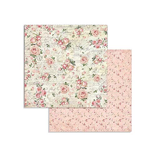 Stamperia Double Face Pink Christmas Scrapbook Paper Pad 8x8" Block 10 Sheets Double Sided Card Stock