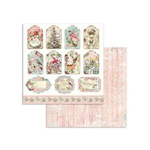 Stamperia Double Face Pink Christmas Scrapbook Paper Pad 8x8" Block 10 Sheets Double Sided Card Stock