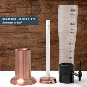 Hammer + Axe Beer Tower Drink Dispenser with Pro-Pour Tap and Freeze Tube to Keep Beverages Ice Cold, Perfect for Parties and Gameday, Home Bar Accessories, 2.75 Qt./2.6 L, Copper Finish, Holiday Gift