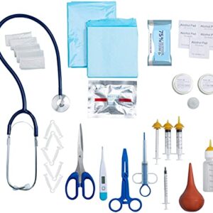 REDDOUDOU Puppy Kitten Whelping Kit, Whelping Kit with Feeding Nipple Bottle Stethoscope Scissors Cord Clamps Aspirator etc Full kit