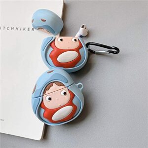 Silicone Cartoon Case with Keychain for Airpods 1 and 2, Suublg 3D Animation Character Design Cute Case Protective Covers Accessories Compatible with AirPods Earphone