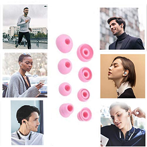 4 Pairs Replacement Silicone Earbuds Ear Tips Set Compatible with Powerbeats 2 Powerbeats 3 Wireless Beats by Dre Headphones (Pink)