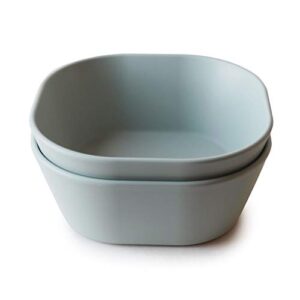 mushie square dinnerware bowls for kids | made in denmark, set of 2 (sage)
