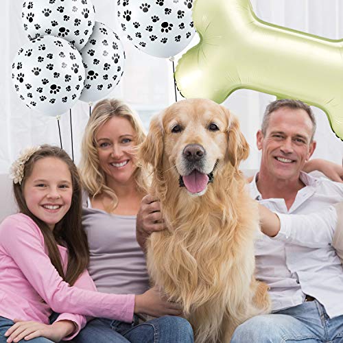 44 Pieces Dog Themed Balloons Included 40 Pieces Dog Paw Print Latex Balloons and 4 Pieces Bone Shaped Foil Balloons Bone Balloons for Pets Dog Kids Birthday Party Supplies