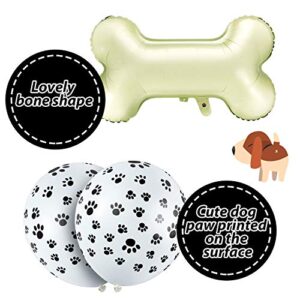 44 Pieces Dog Themed Balloons Included 40 Pieces Dog Paw Print Latex Balloons and 4 Pieces Bone Shaped Foil Balloons Bone Balloons for Pets Dog Kids Birthday Party Supplies