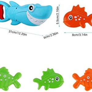 2022 Upgraded Shark Bath Toys Baby Pool Bathtub Toys Shark Grabber with Teeth Biting Action Include 4 Toy Fish Shark Swim Toys Bath Toys No Mold for Kids Boys Girls Toddlers Ages 3 4 5 6 7 8