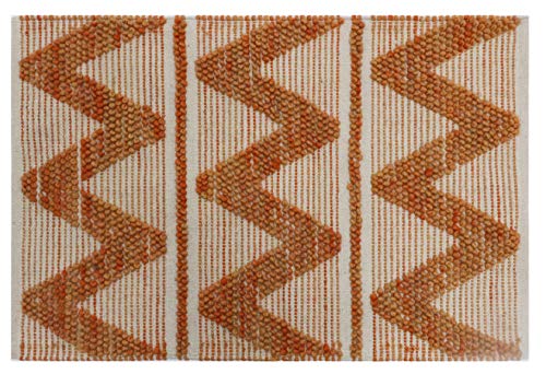 Woven St Wool Area Rug | Carpets Suitable For Living Room, Bedroom, Dining Room, Home Décor | Luxurious Handcrafted Traditional Rugs | Non-Skid | Combination Of Wool & Cotton | 2’ x 3’ | Stripe Orange