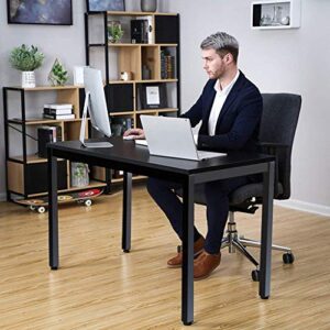 home office desktop computer desk, home study writing table computer gaming table pc laptop table, 47/55inch student study workstation reading writing desk for bedroom living room (black, 47 inch)