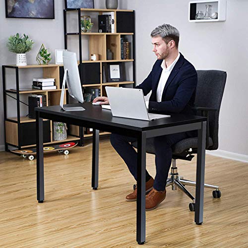 Home Office Desktop Computer Desk, Home Study Writing Table Computer Gaming Table PC Laptop Table, 47/55inch Student Study Workstation Reading Writing Desk for Bedroom Living Room (Black, 47 inch)