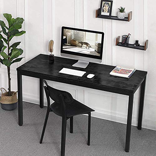 Home Office Desktop Computer Desk, Home Study Writing Table Computer Gaming Table PC Laptop Table, 47/55inch Student Study Workstation Reading Writing Desk for Bedroom Living Room (Black, 47 inch)