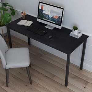 Home Office Desktop Computer Desk, Home Study Writing Table Computer Gaming Table PC Laptop Table, 47/55inch Student Study Workstation Reading Writing Desk for Bedroom Living Room (Black, 47 inch)
