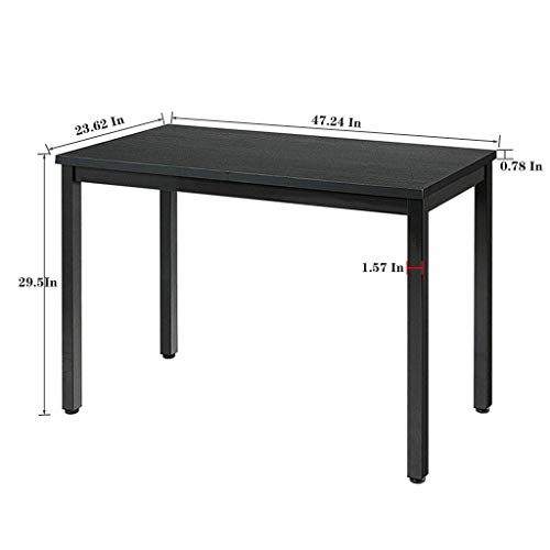 Home Office Desktop Computer Desk, Home Study Writing Table Computer Gaming Table PC Laptop Table, 47/55inch Student Study Workstation Reading Writing Desk for Bedroom Living Room (Black, 47 inch)