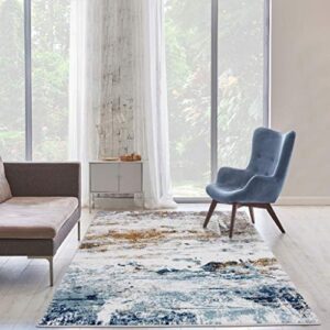 LUXE WEAVERS Modern Coastal Contemporary Area Rug 1090 Blue 8x10 Carpet