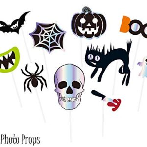 Serves 30 | Complete Party Pack | Halloween Iridescent Spider Web | 9" Dinner Paper Plates | 7" Dessert Paper Plates | 9 oz Cups | 3 Ply Napkins | 2 Table Cover | Halloween Banner | Halloween Party Decorations Halloween Party Theme