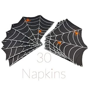 Serves 30 | Complete Party Pack | Halloween Iridescent Spider Web | 9" Dinner Paper Plates | 7" Dessert Paper Plates | 9 oz Cups | 3 Ply Napkins | 2 Table Cover | Halloween Banner | Halloween Party Decorations Halloween Party Theme